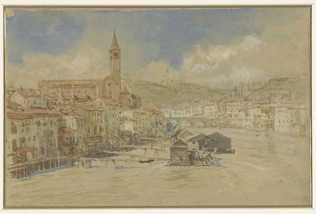 Veduta di S. Anastasia a Verona, al di là dell'Adige